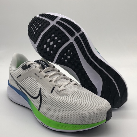 New Nike Men’s Air Zoom Pegasus 40 Wide White/Green/Black/Blue DV7480-100 NWOB - Picture 1 of 5